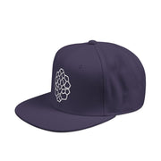 Snapback cap with an embroidered emblem representing a turtle, side