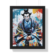 Framed poster with a colors burst design representing a Kabuki actor, front