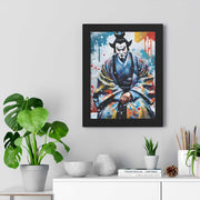 Framed poster with a colors burst design representing a Kabuki actor, front 12x16 inch