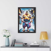 Framed poster with a colors burst design representing a sumo wrestler, front 20x30 inch