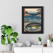 Framed poster illustrating the Japanese proverb "Frog in the well", front 12x16 inch