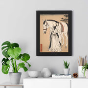 Framed poster illustrating the Japanese proverb "Praying to a horse", front 12x16 inch