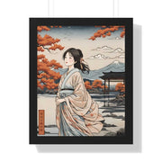 Framed poster illustrating the Japanese proverb "Women's heart", front