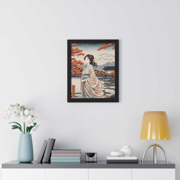 Framed poster illustrating the Japanese proverb "Women&