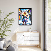 Framed printed canvas with a colors burst design representing a sumo wrestler, front 30x40 inch