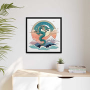 Framed printed canvas representing a dragon, front 24x24 inch