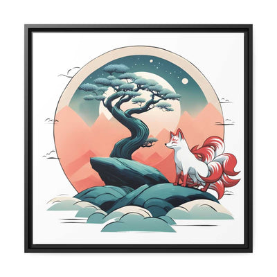 Framed printed canvas representing a kitsune, front