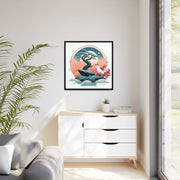Framed printed canvas representing a kitsune, front 32x32 inch