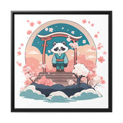 Framed printed canvas representing a tanuki, front