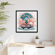 Framed printed canvas representing a tanuki, front 24x24 inch