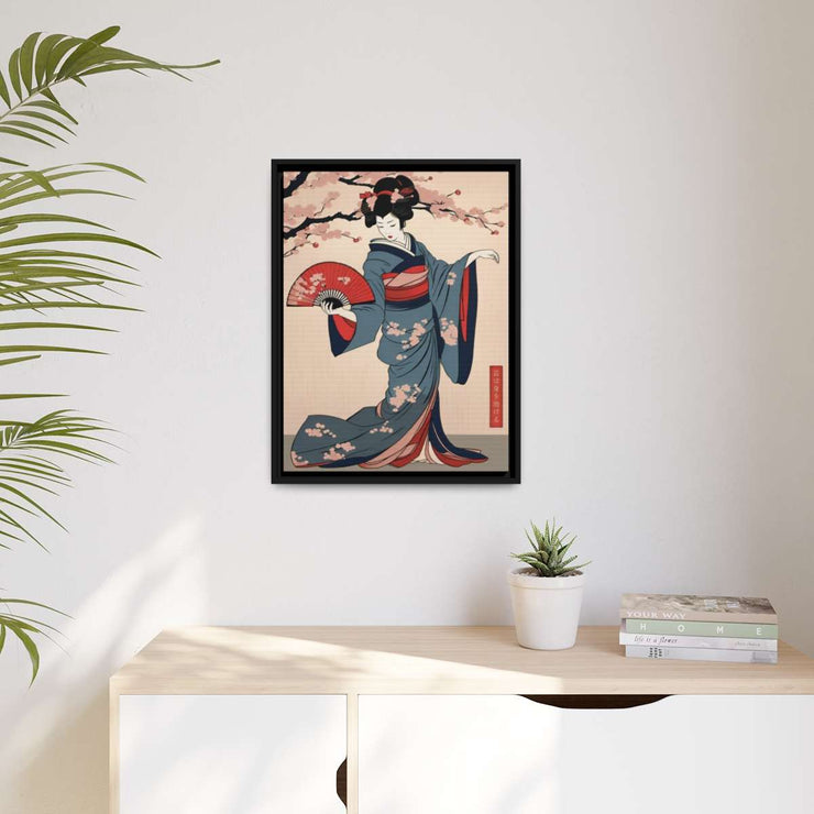 Framed printed canvas illustrating the Japanese proverb "Artistic skill", front 18x24 inch