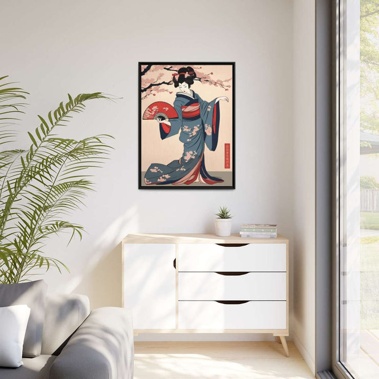 Framed printed canvas illustrating the Japanese proverb "Artistic skill", front 30x40 inch