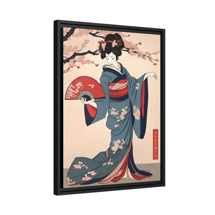 Framed printed canvas illustrating the Japanese proverb "Artistic skill", side