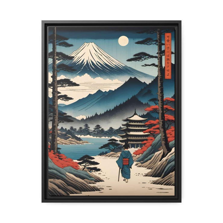 Framed printed canvas illustrating the Japanese proverb "Child on a trip", front