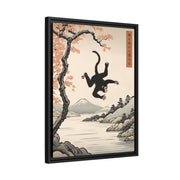 Framed printed canvas illustrating the Japanese proverb "Even monkeys fall", side