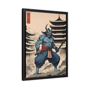 Framed printed canvas illustrating the Japanese proverb "Rod to an ogre", side