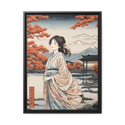 Framed printed canvas illustrating the Japanese proverb "Women's heart", front