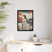 Framed printed canvas illustrating the Japanese proverb "Women's heart", front 18x24 inch