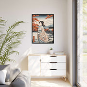 Framed printed canvas illustrating the Japanese proverb "Women's heart", front 30x40 inch