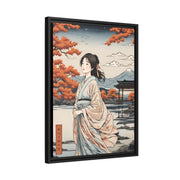 Framed printed canvas illustrating the Japanese proverb "Women's heart", side