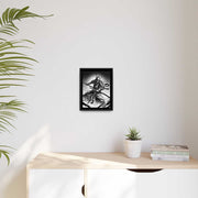 Framed printed canvas with a samurai design representing the value bravery, front 9x12 inch