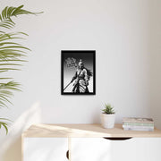 Framed printed canvas with a samurai design representing the value of honesty, front 12x16 inch