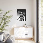 Framed printed canvas with a samurai design representing the value of honesty, front 24x32 inch