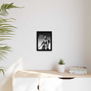 Framed printed canvas with a samurai design representing the value of honesty, front 9x12 inch