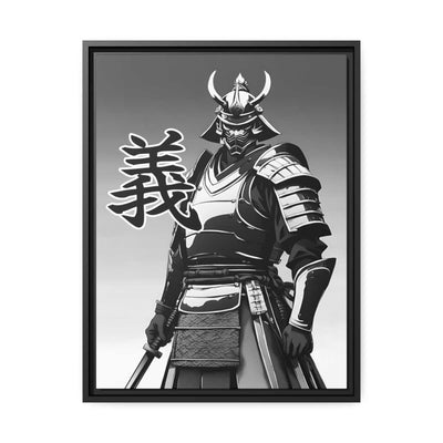 Framed printed canvas with a samurai design representing the value of integrity, front