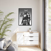 Framed printed canvas with a samurai design representing the value integrity, front 30x40 inch