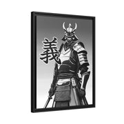 Framed printed canvas with a samurai design representing the value integrity, side