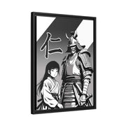 Framed printed canvas with a samurai design representing the value of kindness and compassion, side