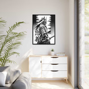 Framed printed canvas with a samurai design representing the value of loyalty, front 30x40 inch