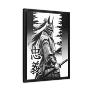 Framed printed canvas with a samurai design representing the value of loyalty, side