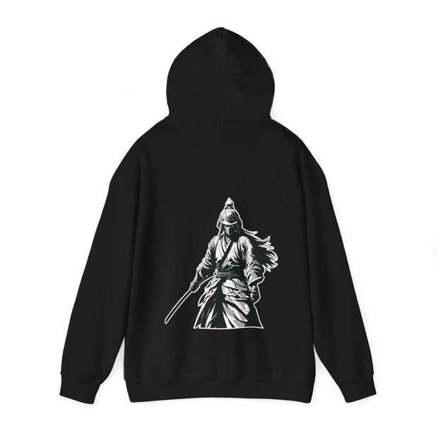 Hoodie with a samurai design representing the value of honesty, back