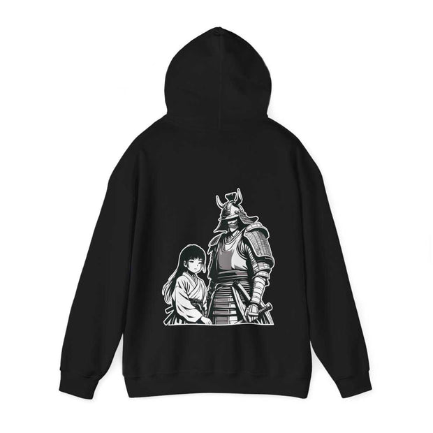 Hoodie with a samurai design representing the value of kindness, back