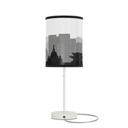 Lamp on a stand with Himeji's skyline design, back