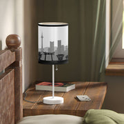 Lamp on a stand with Kyoto's skyline design, daytime