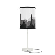 Lamp on a stand with Sapporo's skyline design, back