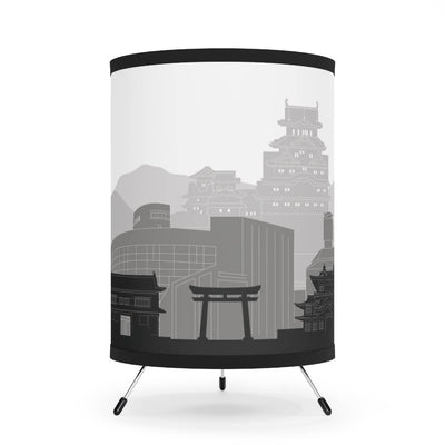 Tripod lamp with Himeji's skyline design, front