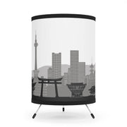 Tripod lamp with Kyoto's skyline design, front