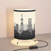 Tripod lamp with Sapporo's skyline design, lifestyle