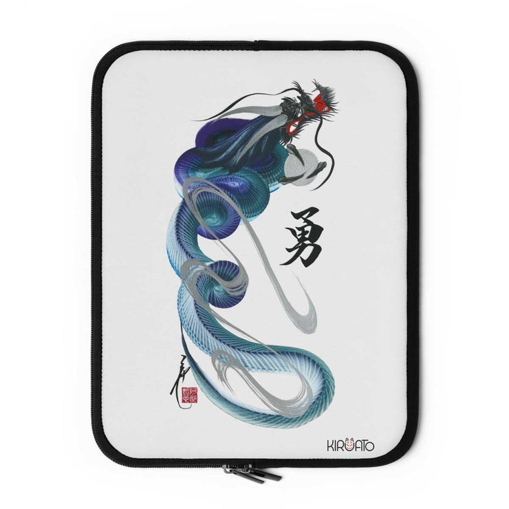 Laptop and Tablet Case - Blue Dragon With "Bravery" Character - front