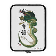 Laptop and Tablet Case - Green and Yellow Dragon With "Guardian" Character - front