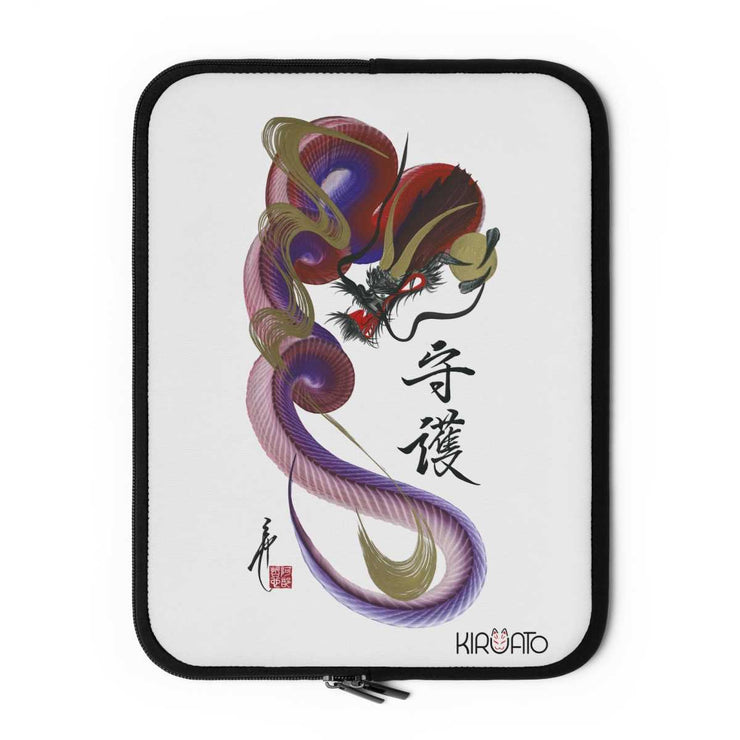 Laptop and Tablet Case - Red and Blue Dragon With "Guardian" Character - front