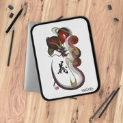 Laptop and Tablet Case - Red Dragon With "Integrity" Character - on table - 13 inch