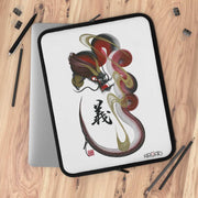 Laptop and Tablet Case - Red Dragon With "Integrity" Character - on table - 17 inch