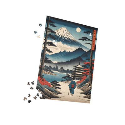 Premium jigsaw puzzle illustrating the Japanese proverb "Child on a trip", pieces