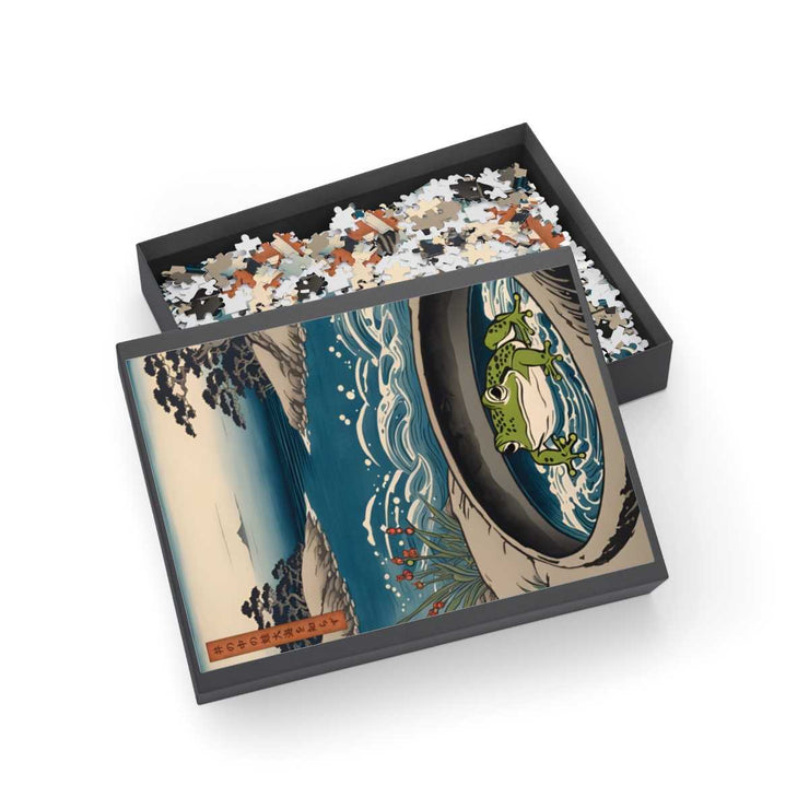 Premium jigsaw puzzle illustrating the Japanese proverb "Frog in the well", box