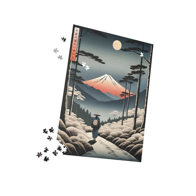 Premium jigsaw puzzle illustrating the Japanese proverb "Journey", pieces